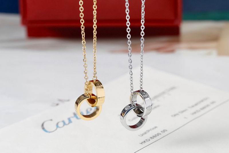 Screw-Motif Pendant Necklace, White Gold Tone