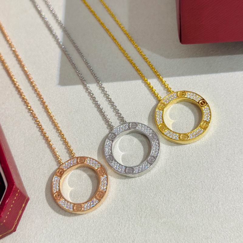 Screw-Motif Pendant Necklace, Stone-Set, Yellow Gold Tone