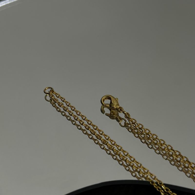Screw-Motif Pendant Necklace, Stone-Set, Yellow Gold Tone