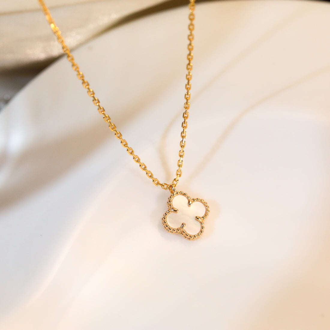 Quatrefoil Pendant Necklace, Yellow Gold Tone
