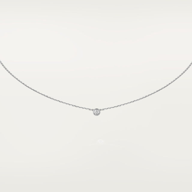 Heart Pendant Necklace, White Gold Tone, Stone-Set, White, Mini Model
