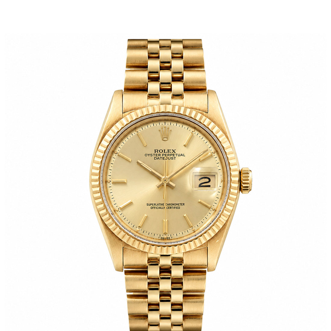 Classic Date Watch, Yellow Gold Tone, Steel, 31 mm