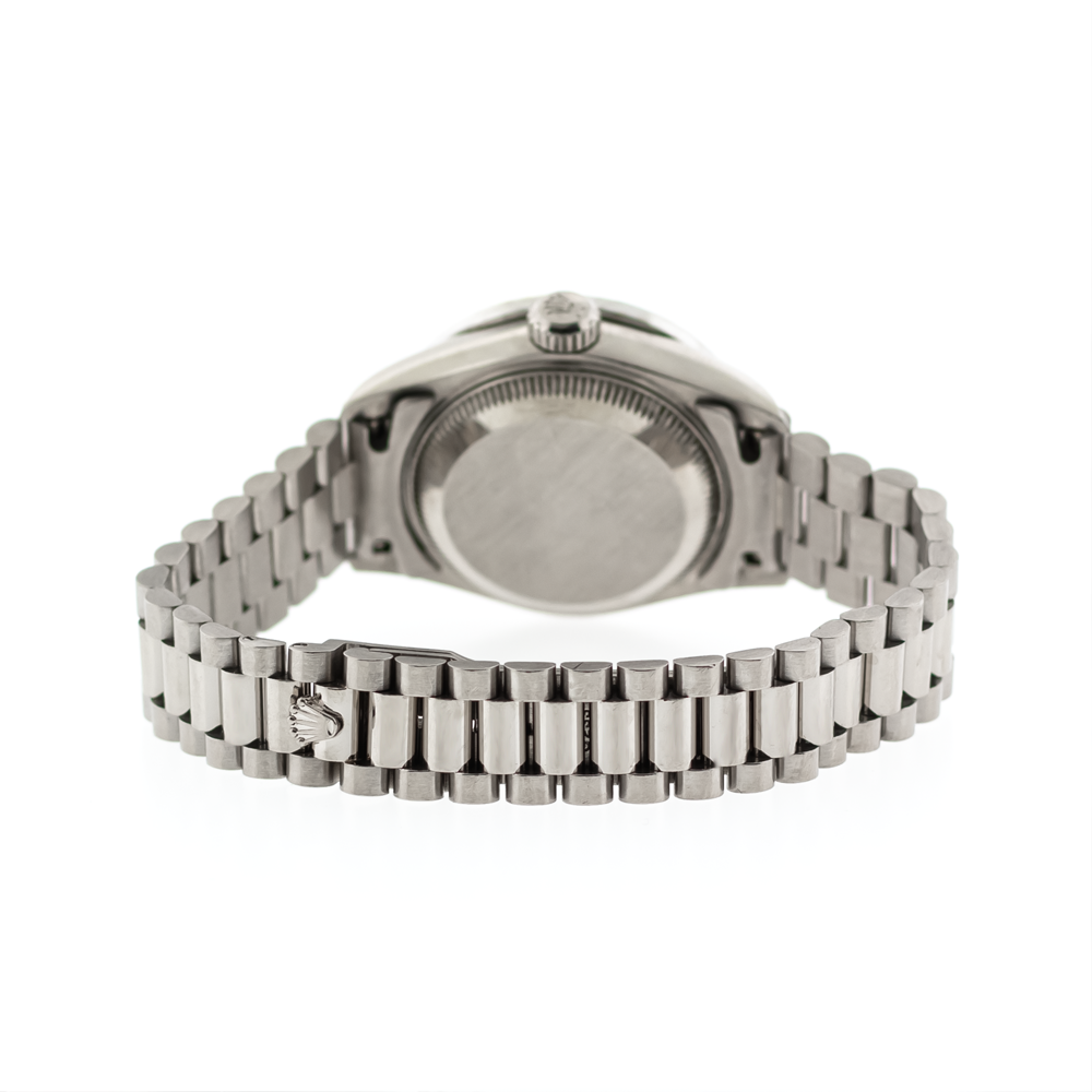 Classic Date Watch, White Gold Tone, Steel, Stone-Set, 28 mm