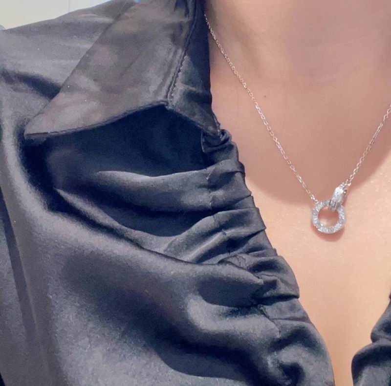 Screw-Motif Pendant Necklace, Stone-Set, Rose Gold Tone
