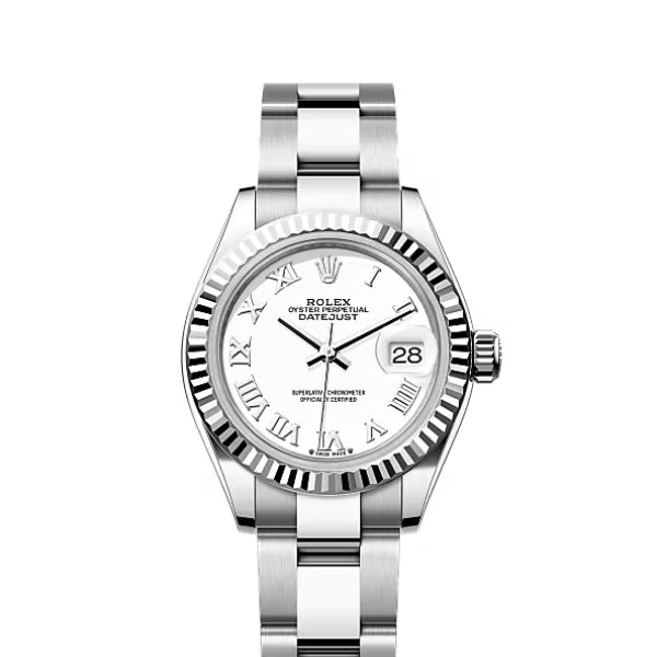 Classic Date Watch, White Gold Tone, Steel, White, 31 mm