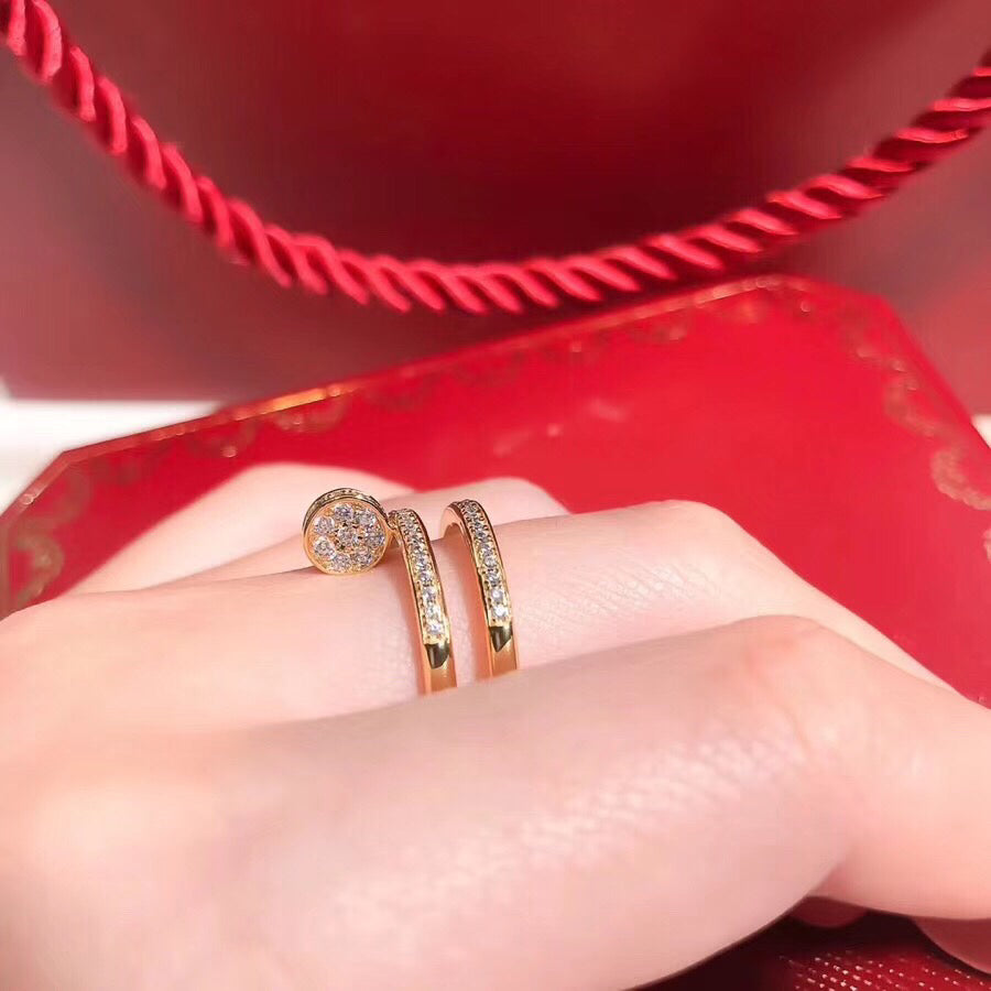 Wrapped Nail Ring, Stone-Set, Yellow Gold Tone