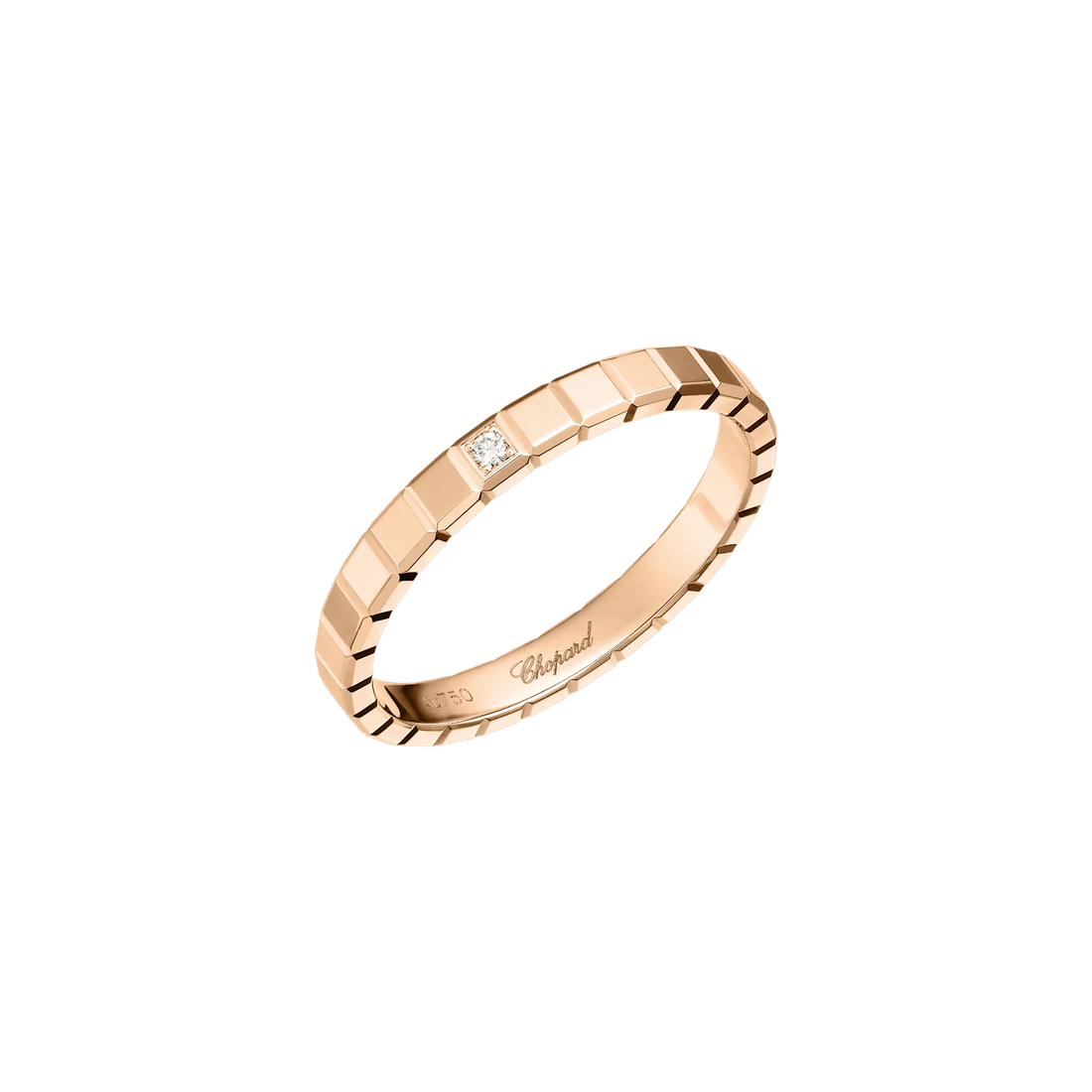 Cube-Link Ring, Rose Gold Tone, Stone-Set