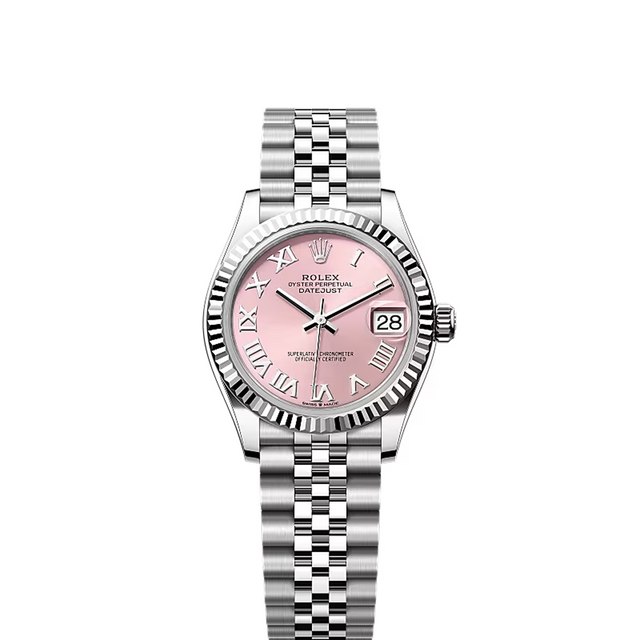 Classic Date Watch, White Gold Tone, Steel, White, 31 mm