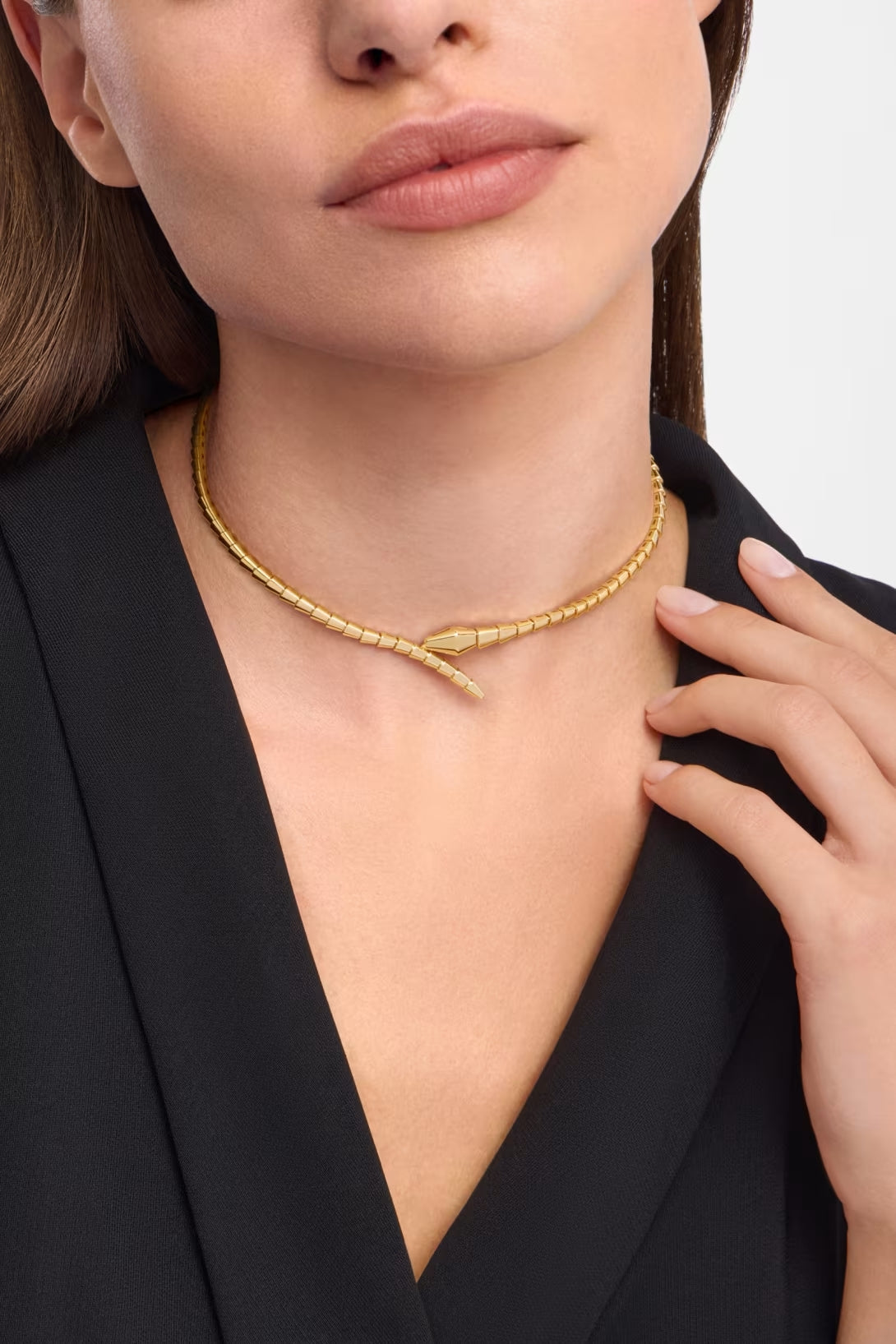 Snake-Scale Necklace, Yellow Gold Tone