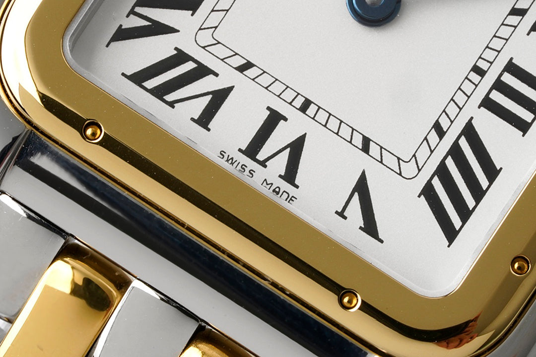 Square Link-Bracelet Watch, Yellow Gold Tone, Steel, Small Model