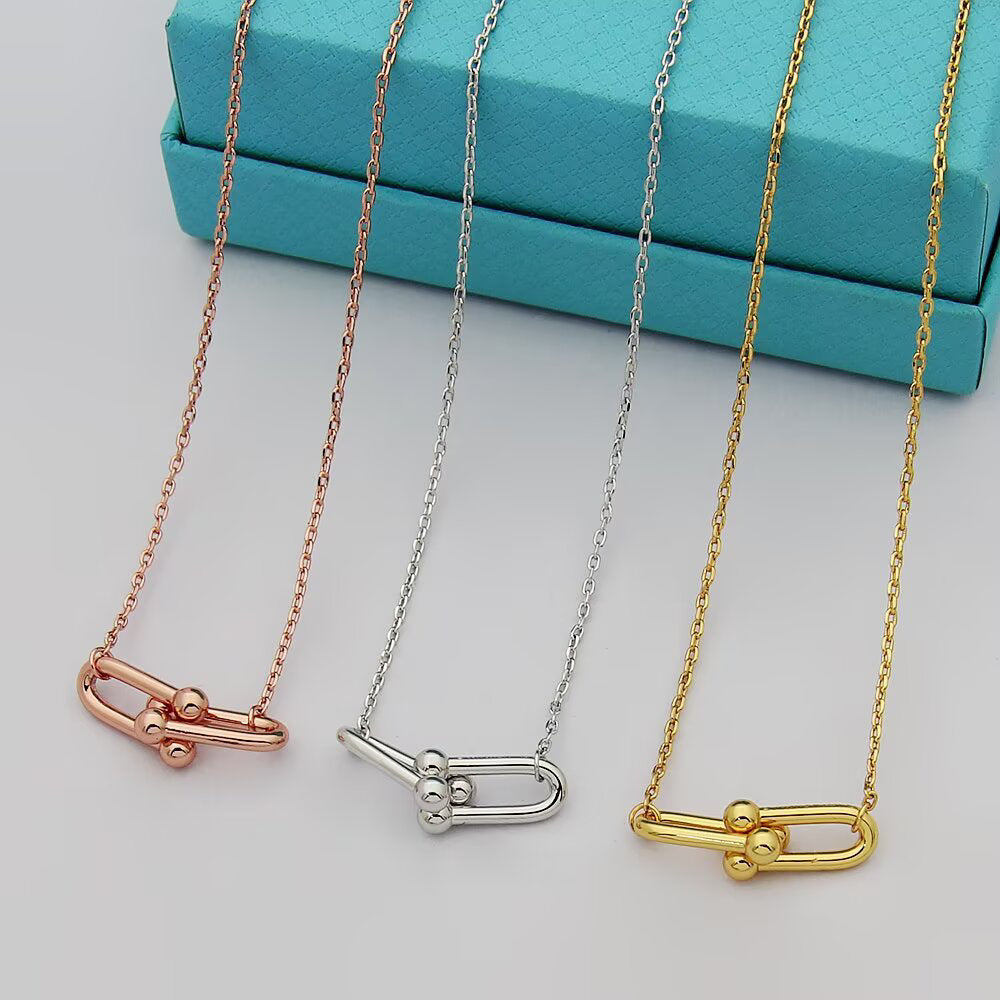 Link Pendant Necklace, Rose Gold Tone