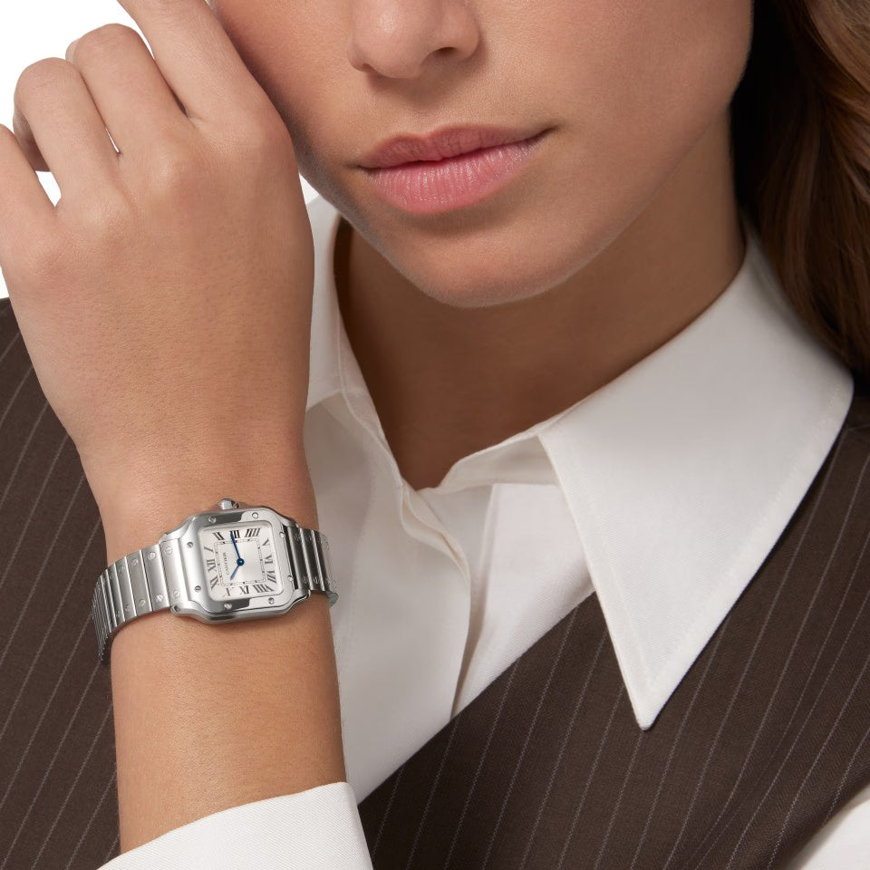 Square Case Watch, Steel, Small Model