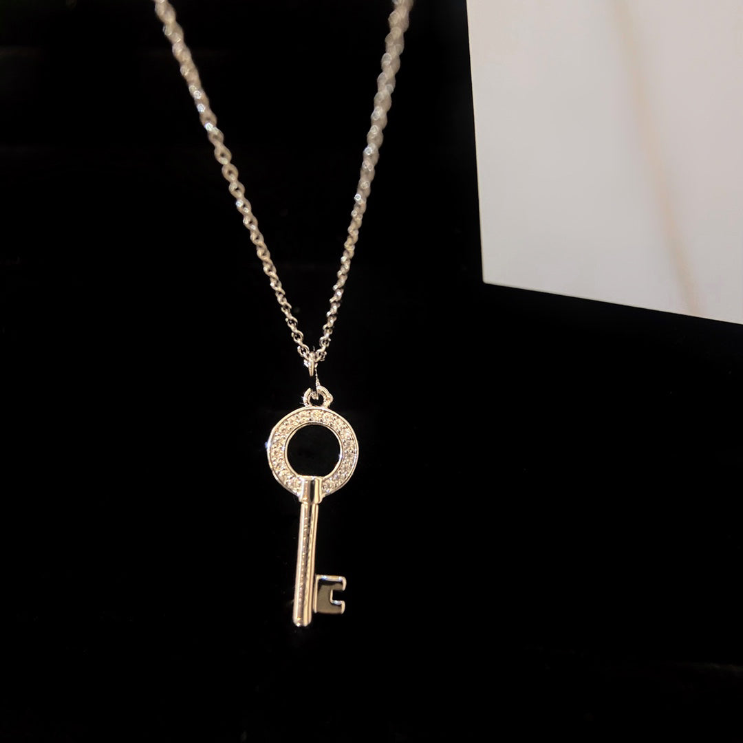 Key Pendant Necklace, Rose Gold Tone