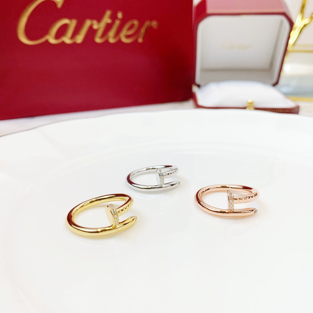 Wrapped Nail Ring, Stone-Set, Yellow Gold Tone