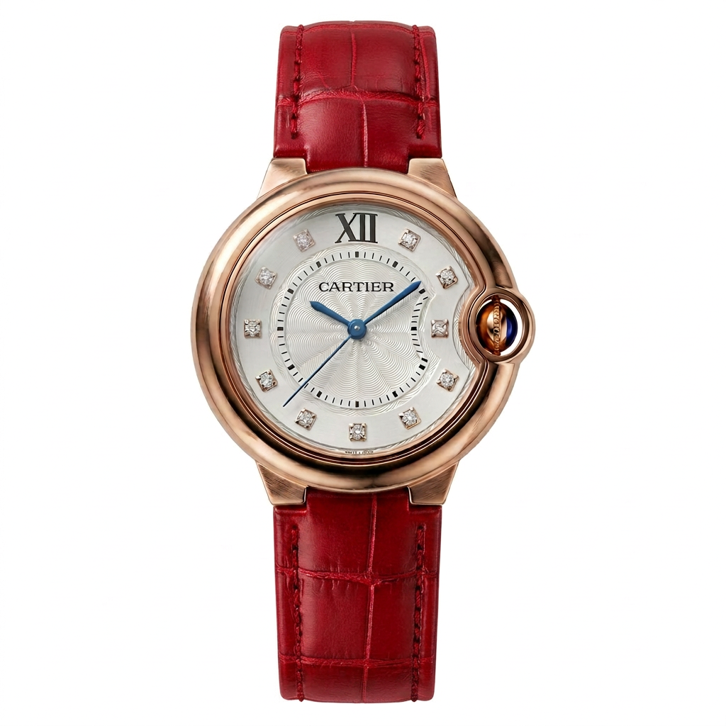 Round Domed Case Watch, Red