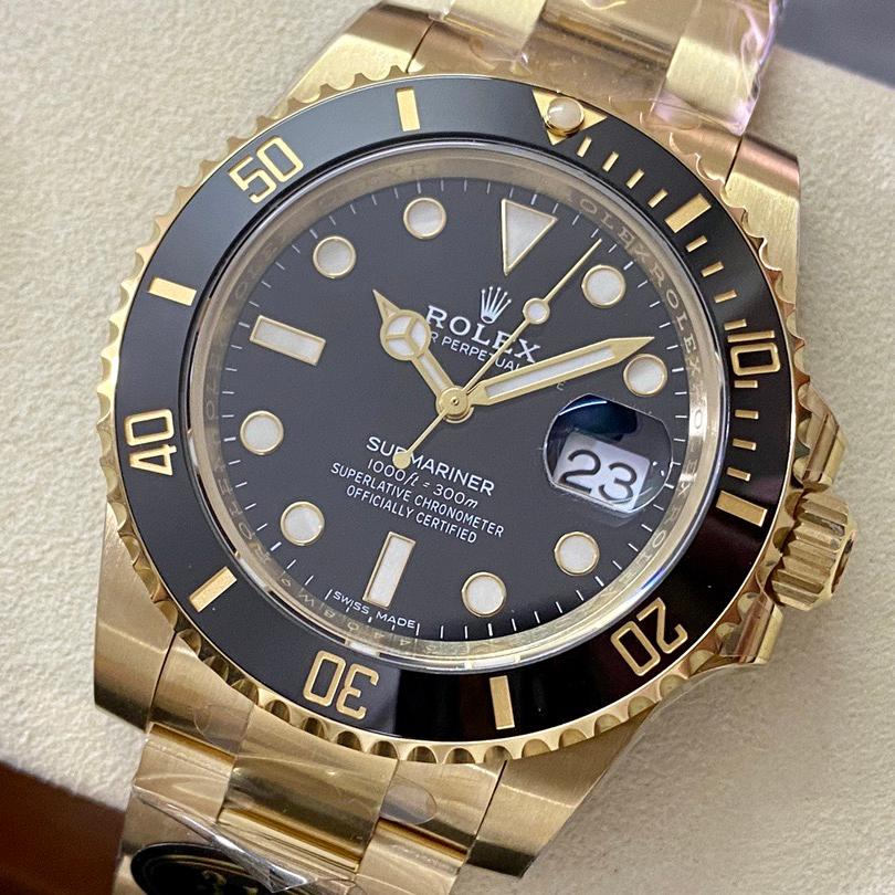Dive-Style Automatic Watch, Yellow Gold Tone, 41 mm