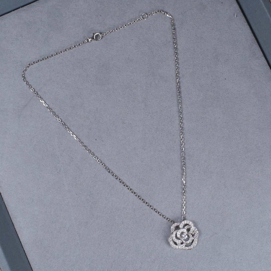 Chain Necklace, White Gold Tone