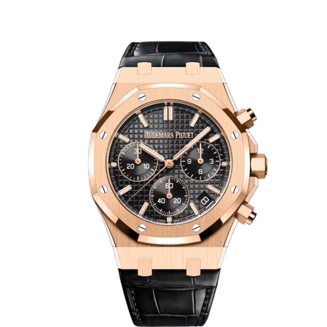 Octagonal Bezel Watch, 18K, Rose Gold Tone, 41 mm