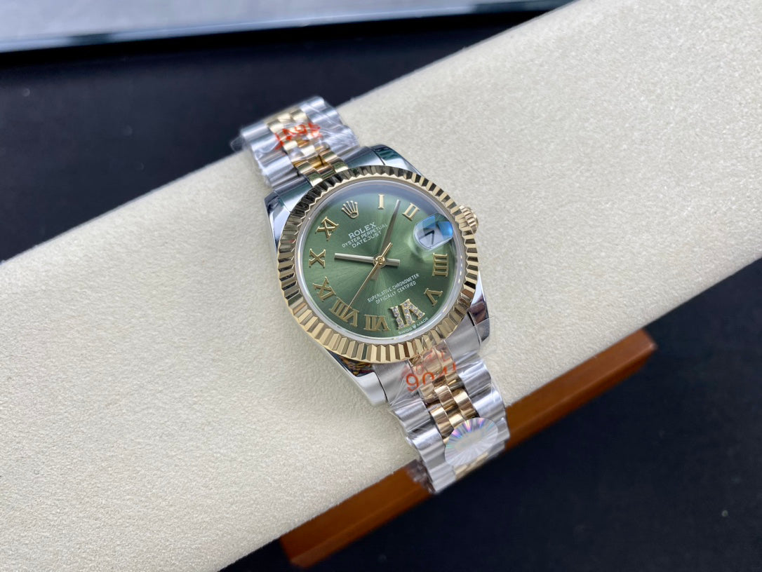 Classic Date Watch, Yellow Gold Tone, Steel, 31 mm