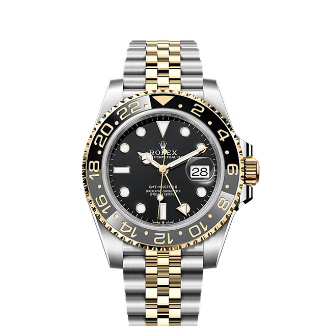 Dual-Time Bezel Watch, Yellow Gold Tone, Steel, 40 mm