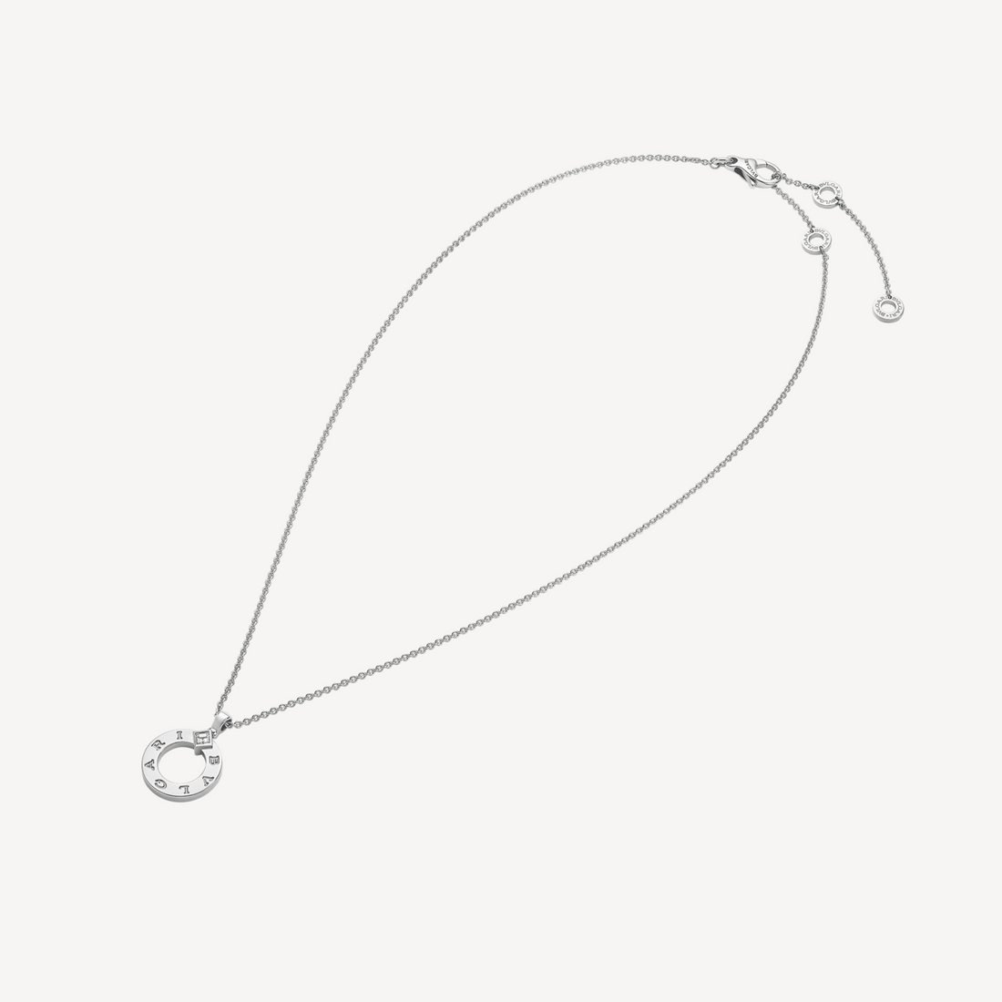 Chain Necklace, White Gold Tone, Stone-Set