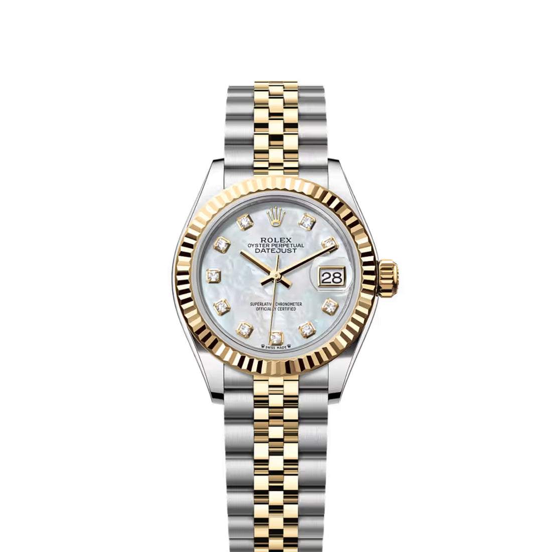 Classic Date Watch, Yellow Gold Tone, Steel, 28 mm