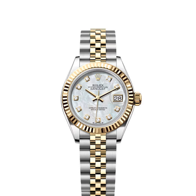 Classic Date Watch, Yellow Gold Tone, Steel, 28 mm