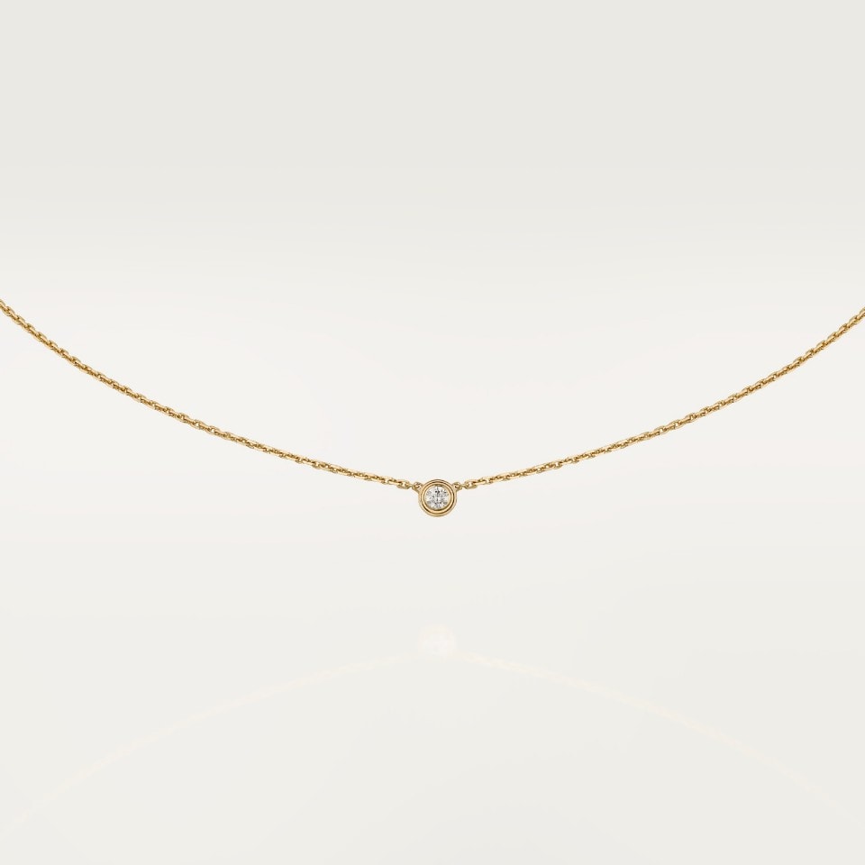 Heart Pendant Necklace, Yellow Gold Tone, Stone-Set, Mini Model