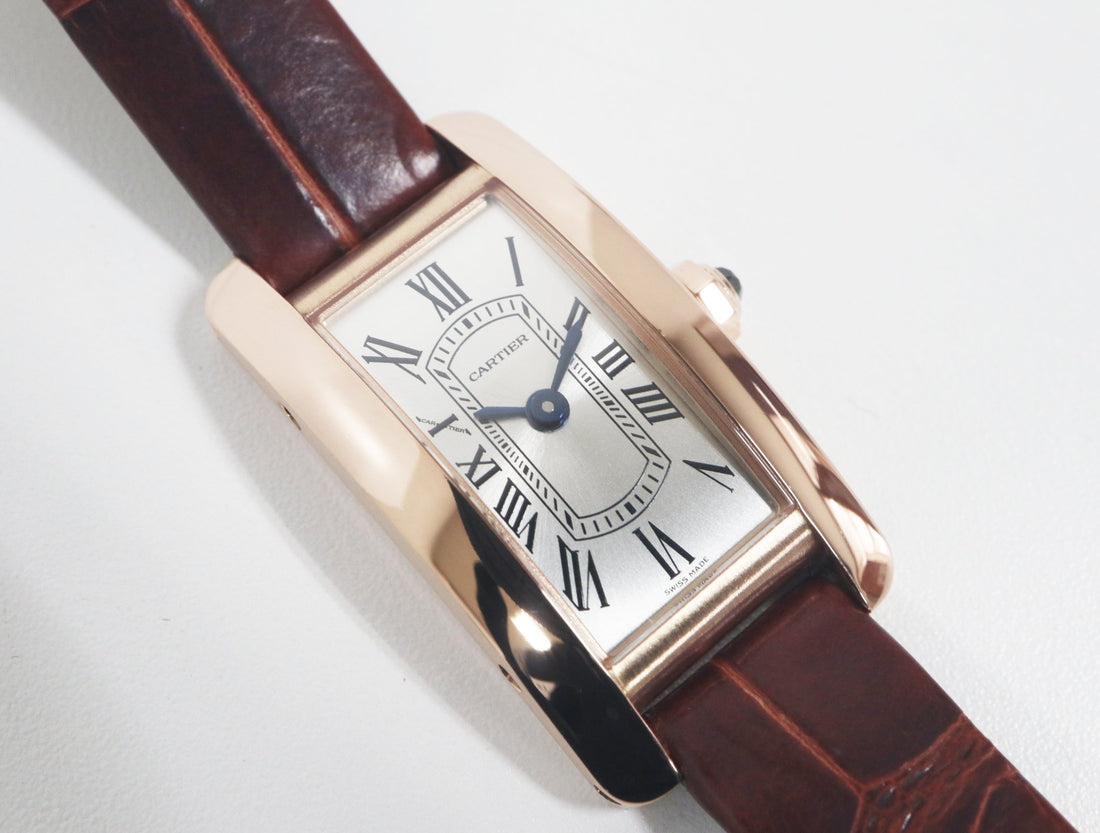 Rectangular Case Watch, Yellow Gold Tone, Small Model