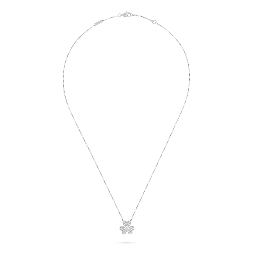 Petal Pendant Necklace, White Gold Tone