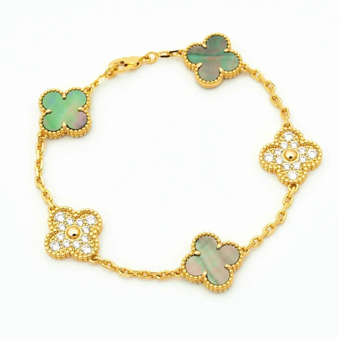 Quatrefoil 5 Motifs Bracelet, Gray Mother of Pearl