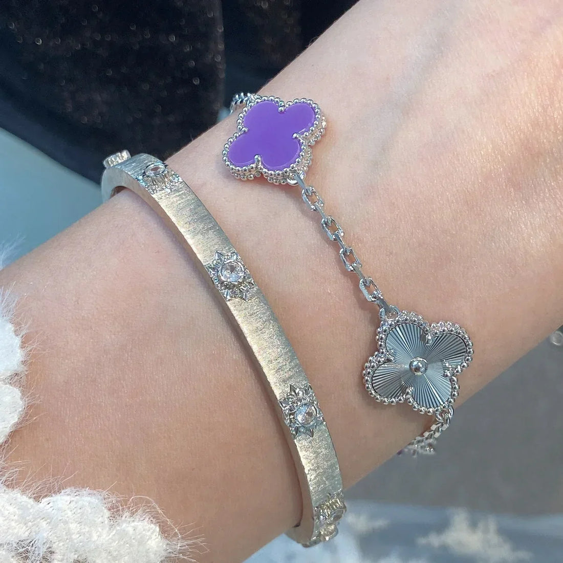 Quatrefoil 5 Motifs Bracelet, Violet