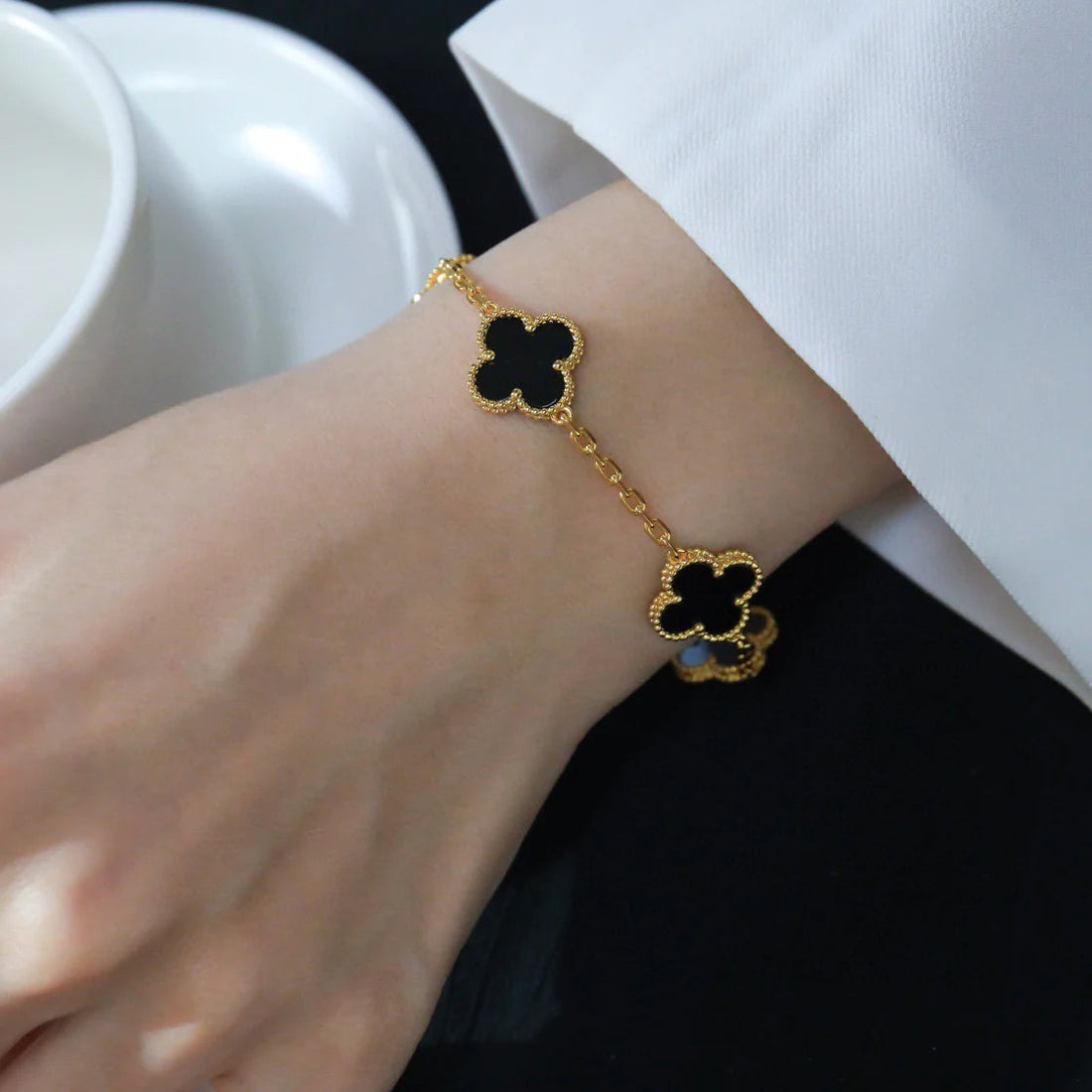 Quatrefoil 5 Motifs Bracelet, Onyx