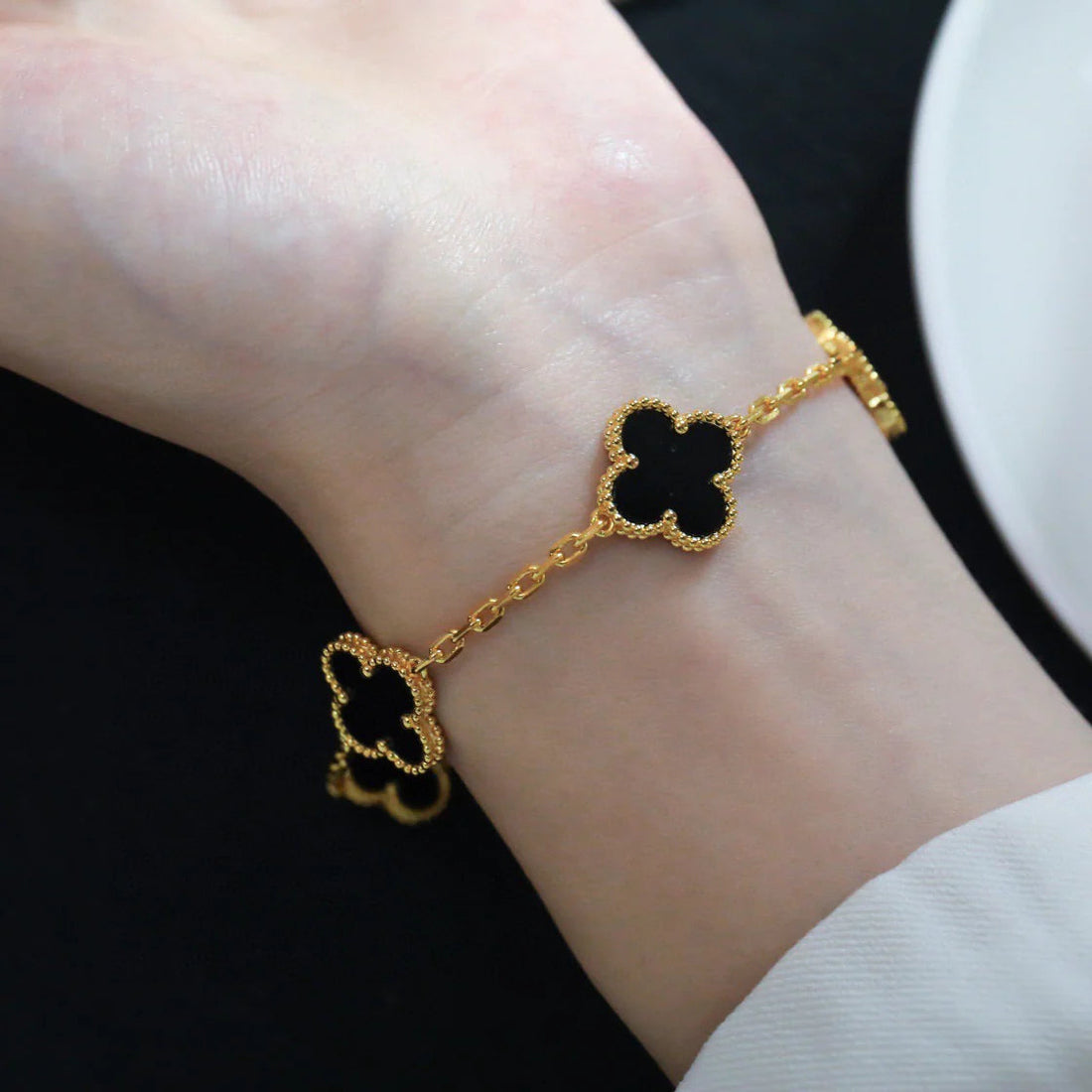 Quatrefoil 5 Motifs Bracelet, Onyx