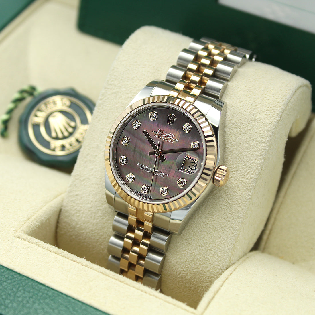 Classic Date Watch, Yellow Gold Tone, Steel, 31 mm