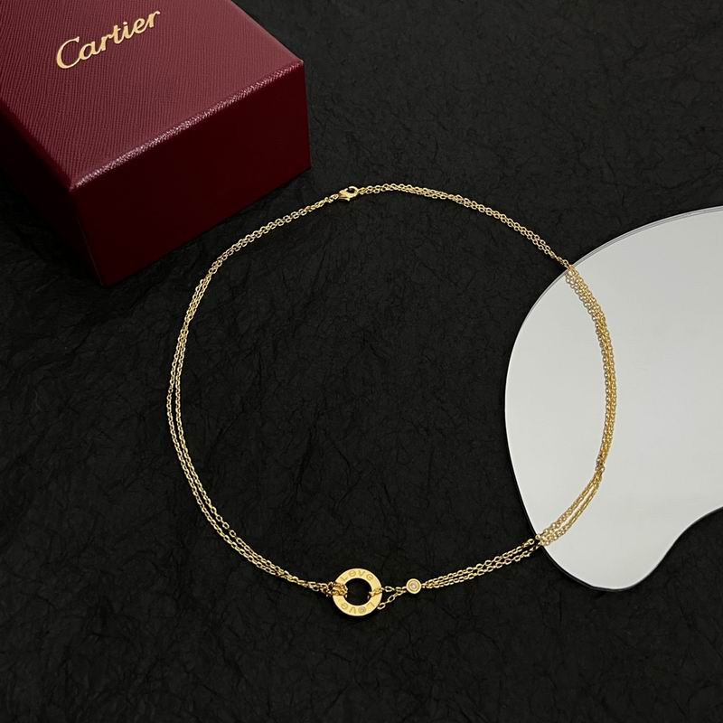 Screw-Motif Pendant Necklace, Stone-Set, Yellow Gold Tone