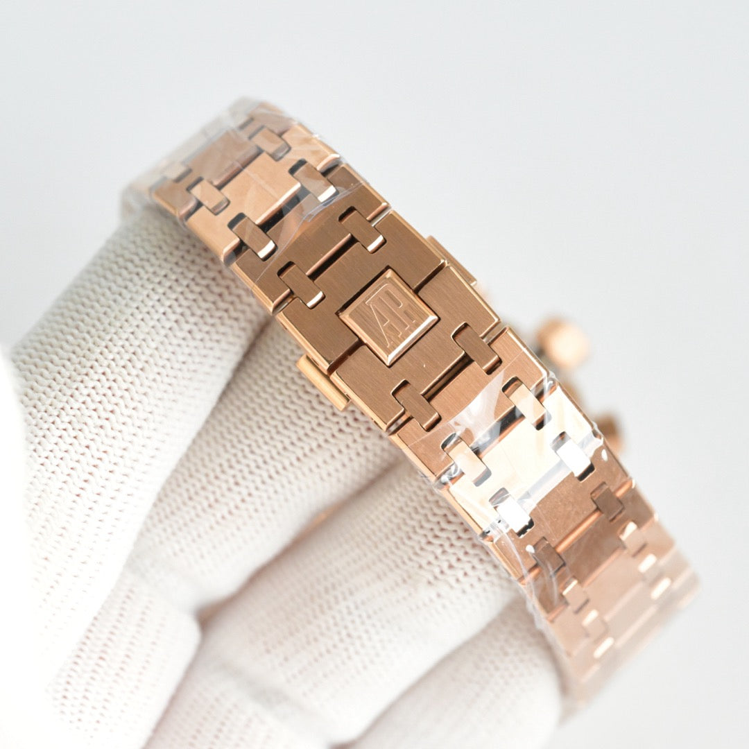 Octagonal Bezel Watch, 18K, Rose Gold Tone, Stone-Set, 38 mm