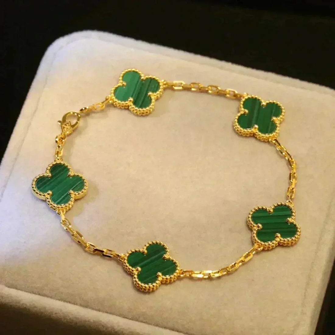 Quatrefoil 5 Motifs Bracelet, Malachite