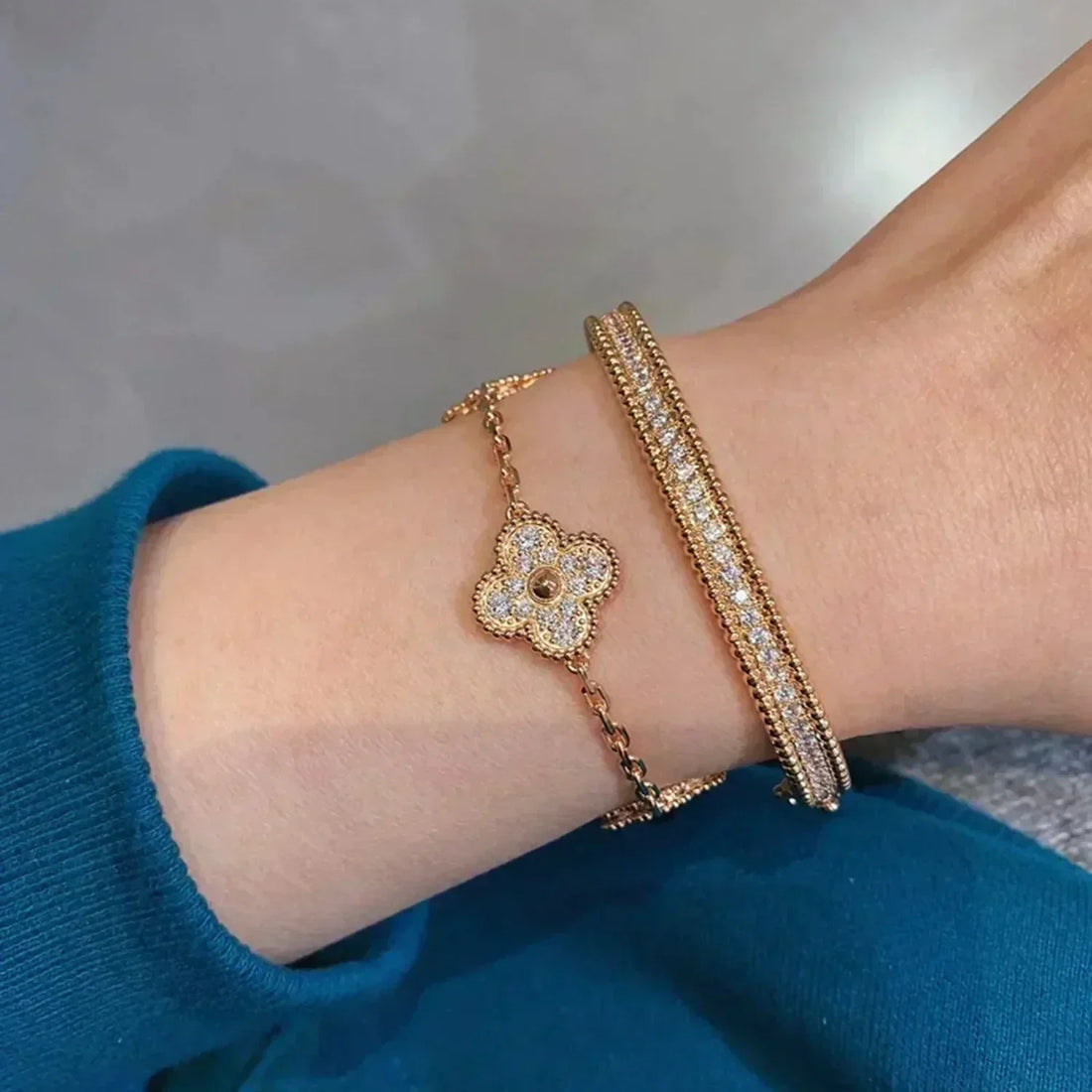 Quatrefoil 5 Motifs Bracelet, Pavé