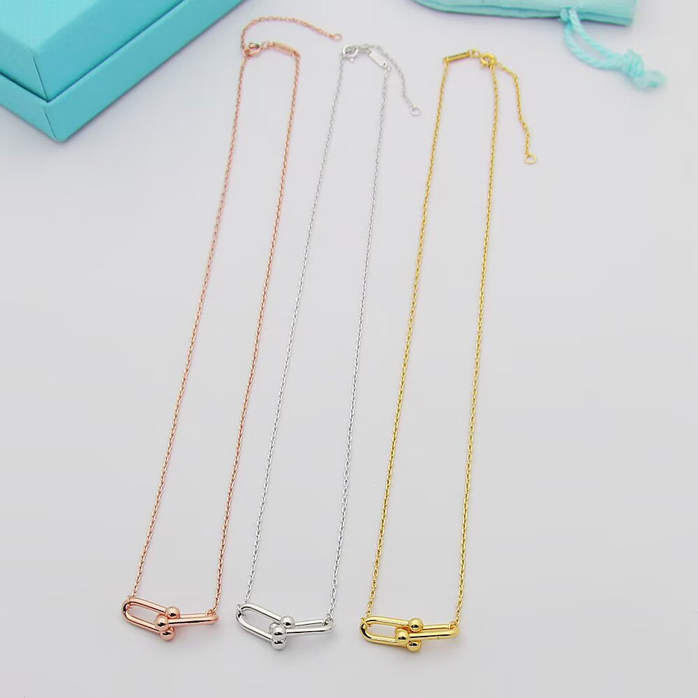 Link Pendant Necklace, Yellow Gold Tone