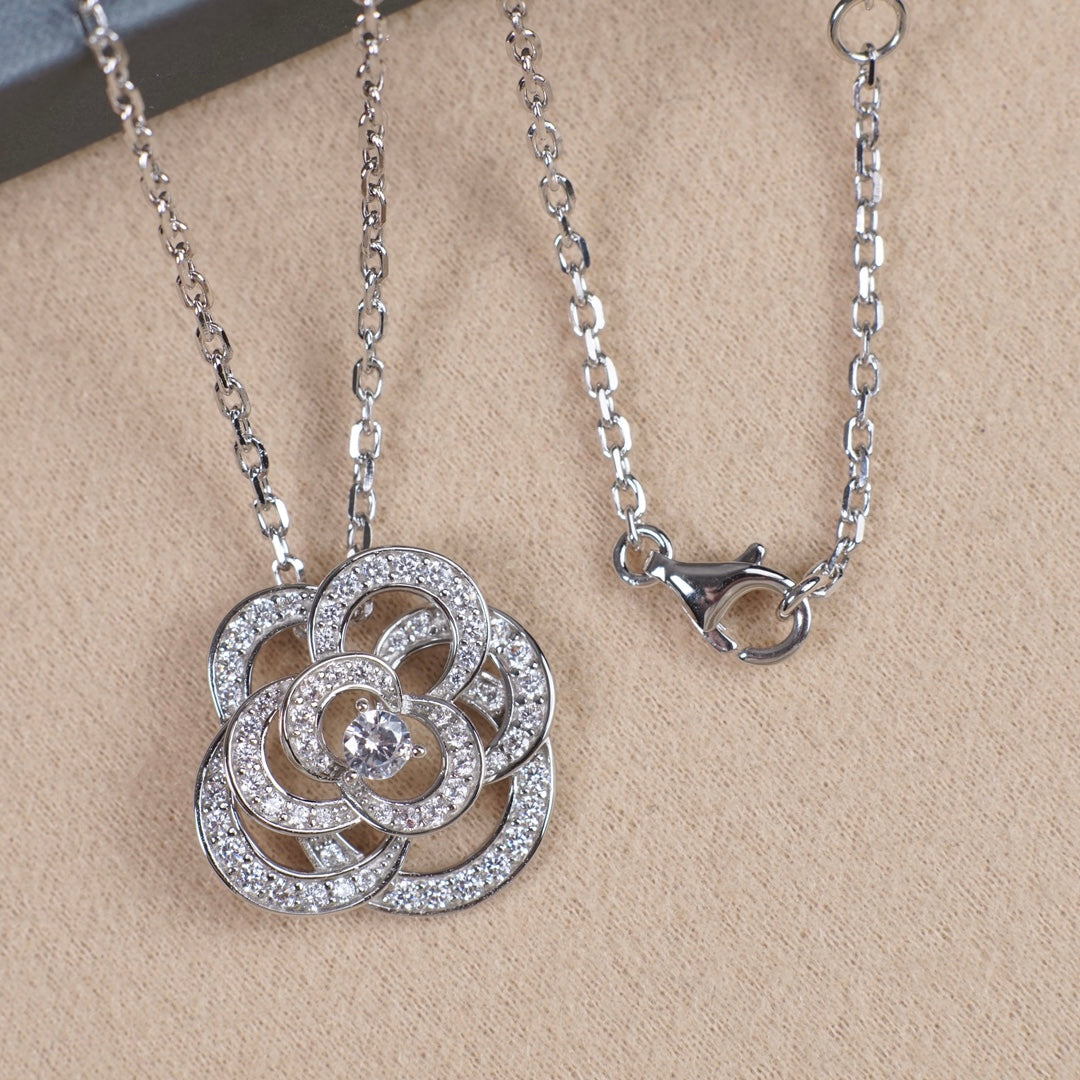 Chain Necklace, White Gold Tone