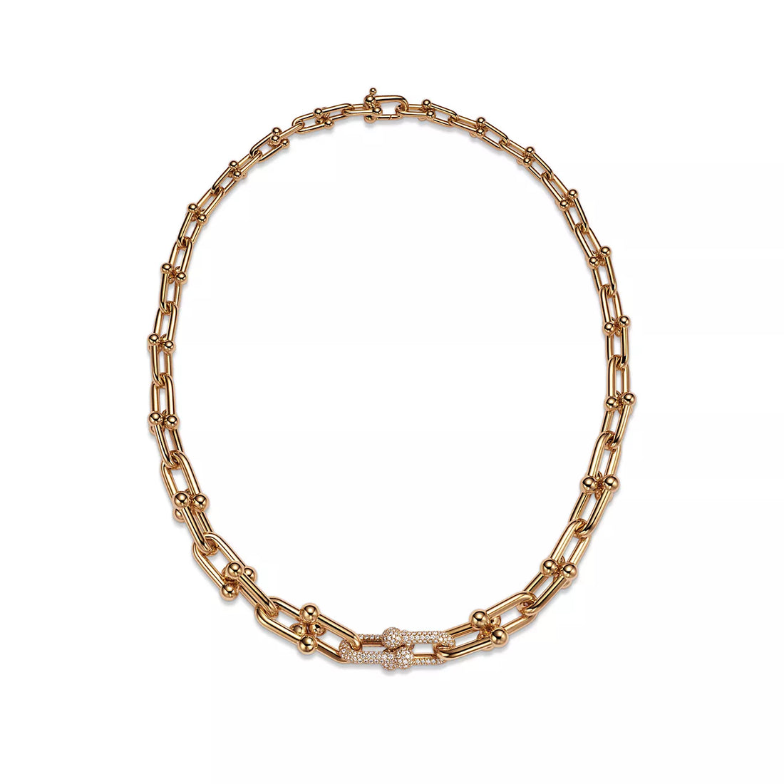Graduated Link Necklace, Yellow Gold Tone