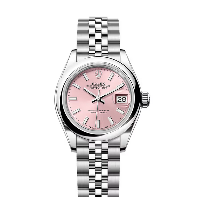 Classic Date Watch, White Gold Tone, Steel, White, 28 mm