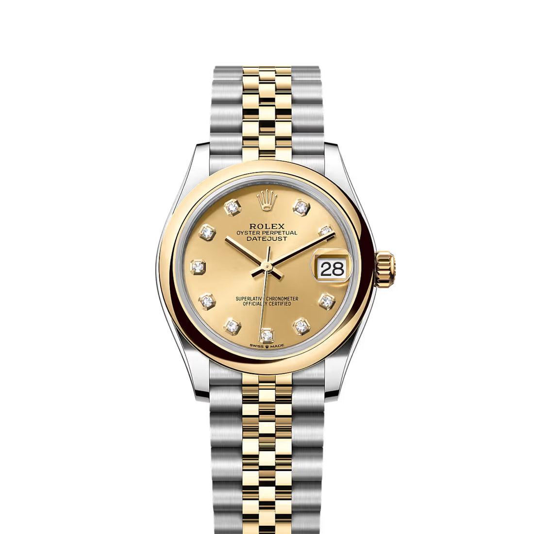 Classic Date Watch, Yellow Gold Tone, Steel, 31 mm