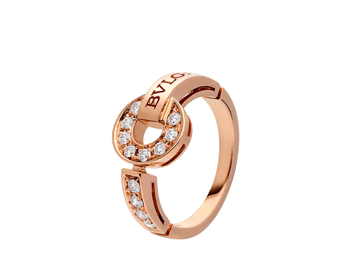 Roman Band Ring, Rose Gold Tone, Stone-Set