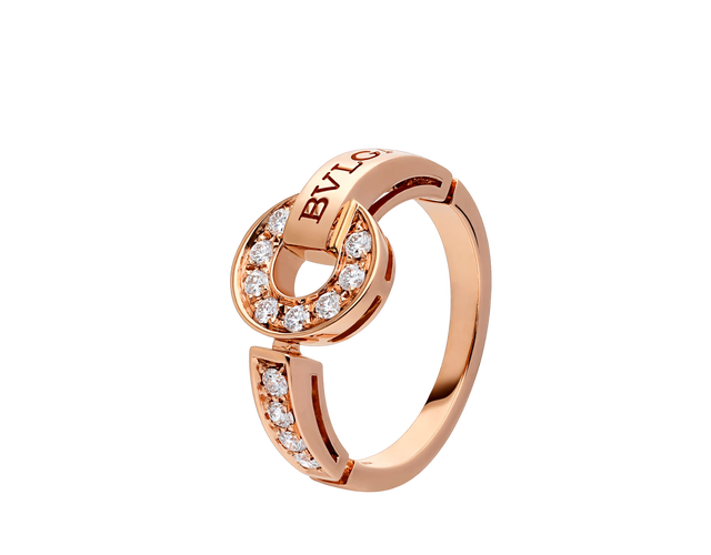 Roman Band Ring, Rose Gold Tone, Stone-Set