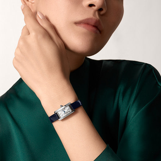 Rectangular Case Watch, White Gold Tone, White, Mini Model