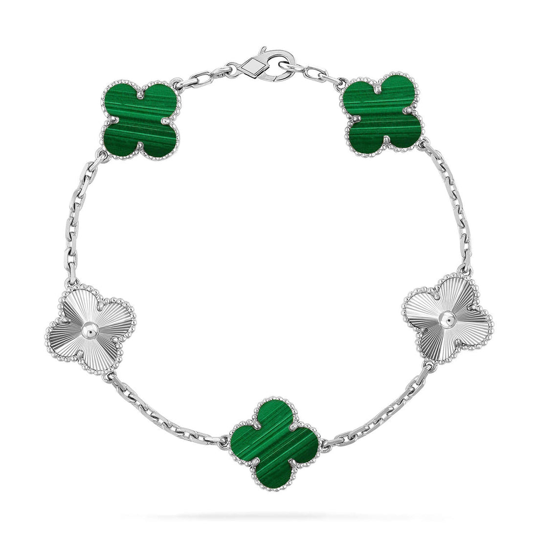 Quatrefoil 5 Motifs Bracelet, Malachite