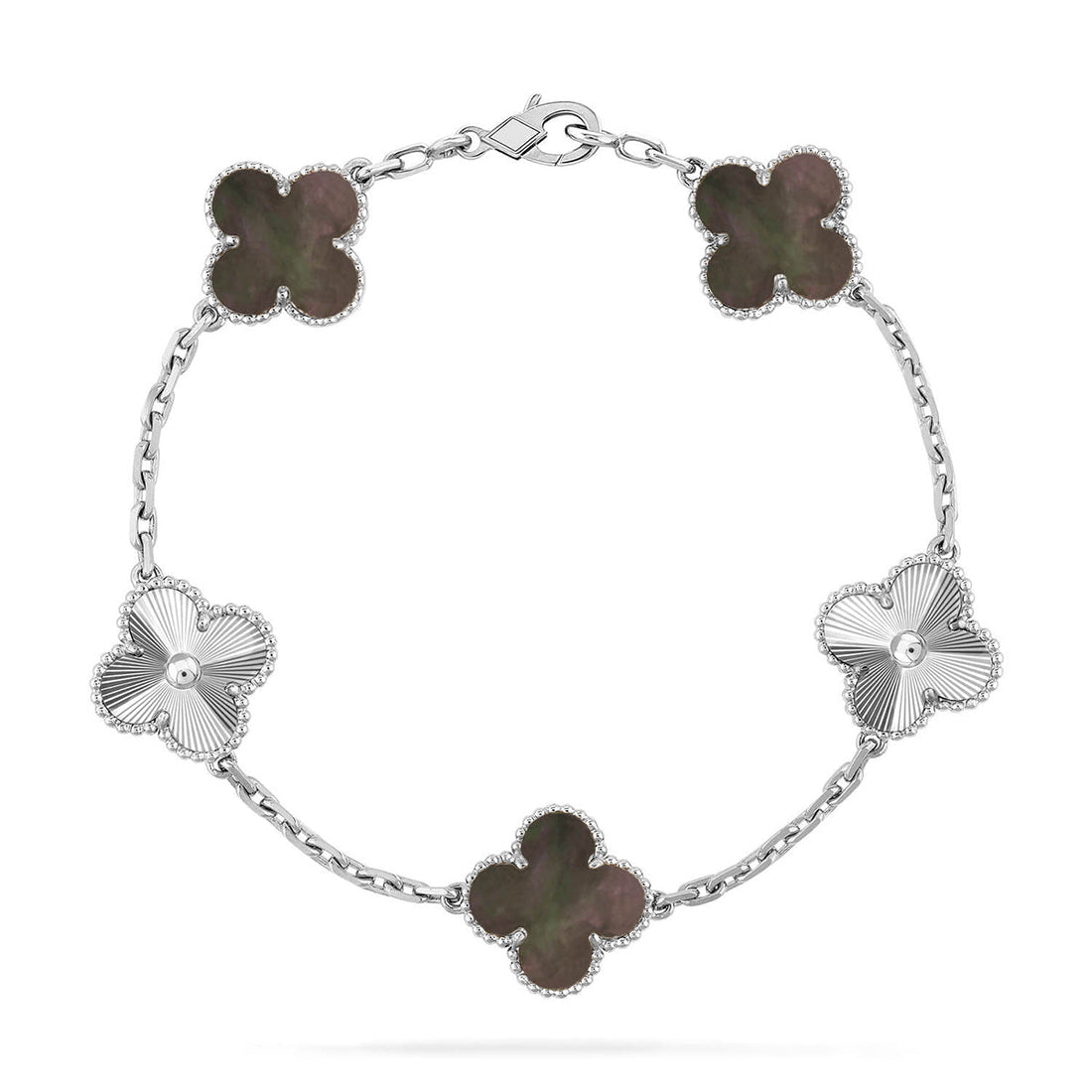 Quatrefoil 5 Motifs Bracelet, Gray Mother of Pearl