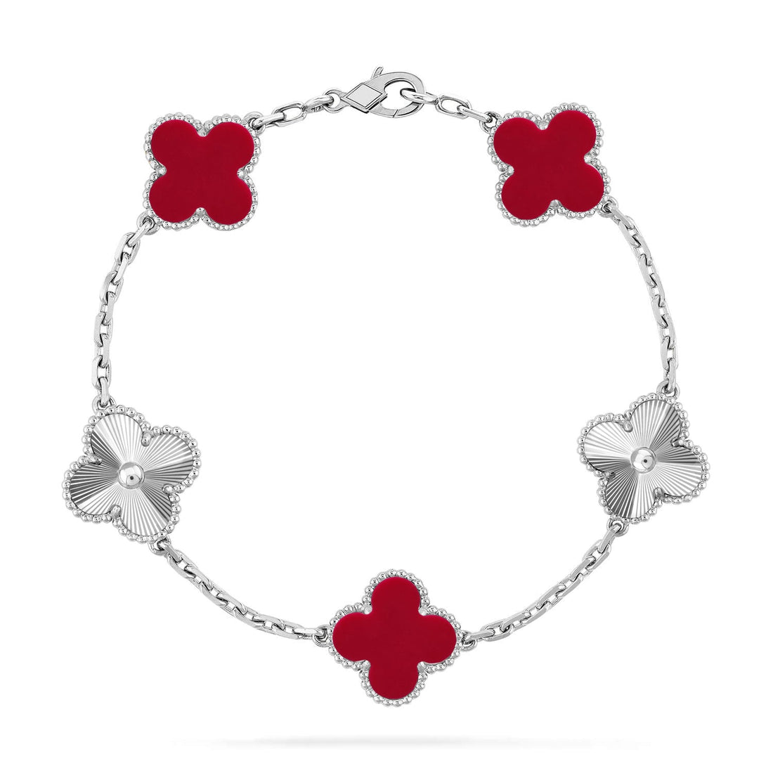 Quatrefoil 5 Motifs Bracelet, Red Carnelian